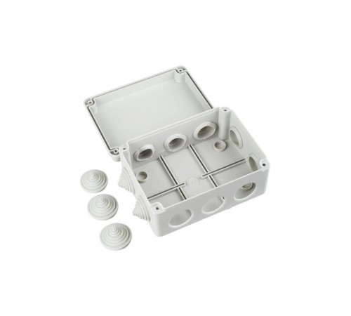 Коробка распределительная КМ41241 для о/п 150х110х70 мм IP44 (RAL7035, 10 гермовводов)  UKO10-150-110-070-K41-44  IEK