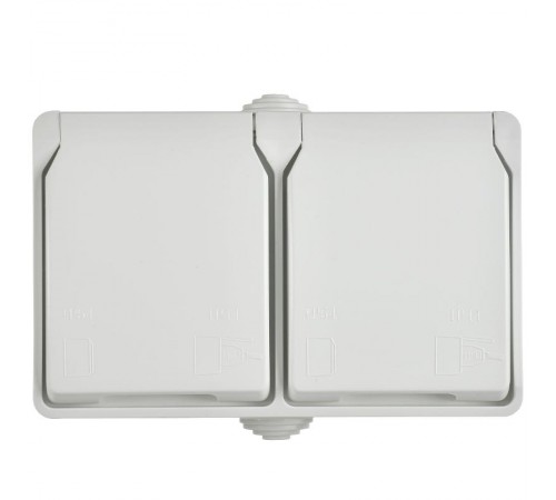 FORS Розетка 2-я с з/к/ш О/У 16А IP54 РСб22-3-ФБ Белый  ERS22-K01-16-54-DC  IEK