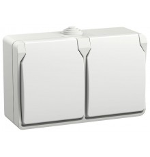 FORS Розетка 2-я с з/к/ш О/У 16А IP54 РСб22-3-ФБ Белый  ERS22-K01-16-54-DC  IEK