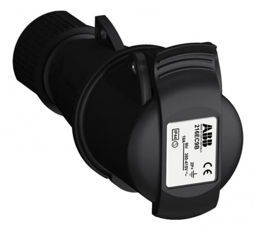 Вилка кабельная Easy&Safe 216EP9B,16А,2P+E,IP44,9ч,черн2CMA103594R1000 ABB