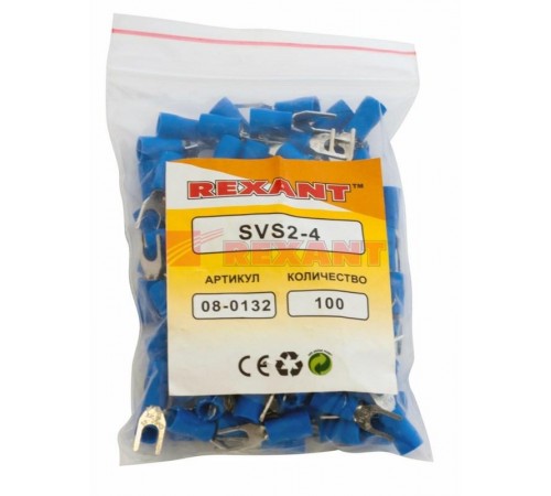 Наконечник вилочный изолированный 4.3 мм 1.5-2.5 мм (НВи 2.5-4/НВи 2-4) синий  08-0132  REXANT