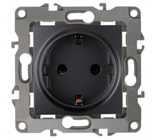 Розетка 12-2101-05 с заземлением, 16АХ-250В,  антрацит  Б0014679  ЭРА