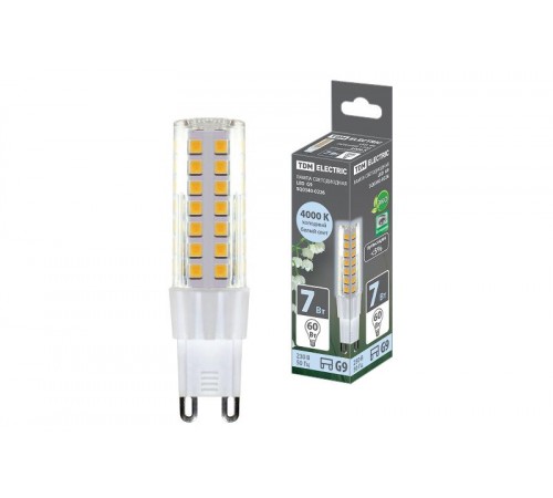 Лампа светодиодная G9-7 Вт-230 В-4000 К, SMD, 17,5x65,5 мм  SQ0340-0226  TDM