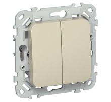 FLITE Выключатель 2-клавишный кнопочный 10А ВС12-2-0-ФлШ шампань  FI-V24-0-10-1-K37  IEK