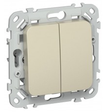 FLITE Выключатель 2-клавишный 10А ВС12-1-0-ФлШ шампань  FI-V20-0-10-1-K37  IEK