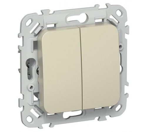 FLITE Выключатель 2-клавишный кнопочный 10А ВС12-2-0-ФлШ шампань  FI-V24-0-10-1-K37  IEK