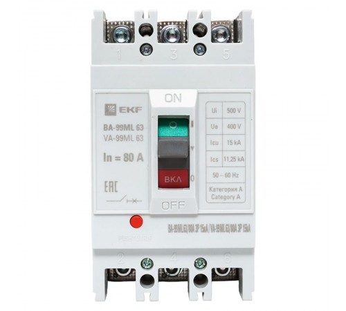 Выключатель автоматический ВА-99М 63/80А 3P 15кА EKF Basic  mccb99-63-80mI  EKF