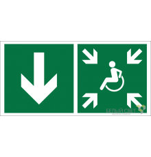 Знак безопасности BL-3015.E79"Указ. двери пункта сбора(безоп.зоны)МГН(лев.)"  a19335  Белый свет