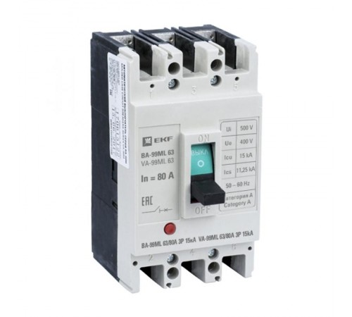 Выключатель автоматический ВА-99М 63/80А 3P 15кА EKF Basic  mccb99-63-80mI  EKF