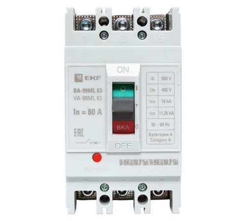 Выключатель автоматический ВА-99М 63/80А 3P 15кА EKF Basic  mccb99-63-80mI  EKF