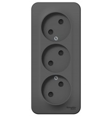 Blanca Антрацит О/У с изолирующей пластиной Розетка 3-ая без заземления со шторками 16А,250В  BLNRA001316  SE