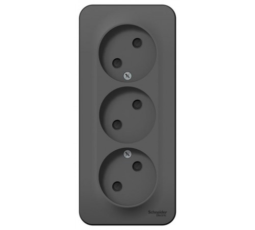 Blanca Антрацит О/У с изолирующей пластиной Розетка 3-ая без заземления со шторками 16А,250В  BLNRA001316  SE