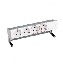 Simon S400 Настольный розеточный блок, 2x2P+E, 2x2P+E UPS, адаптер для 2хRJ45, моноблок, алюминий, Simon 400  42502220-133  Simon