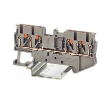 Клемма проходная, зажим push-in, 4 точки подключения, 2.5 кв.мм, серая  VPR-2.5-QUATTRO-GY  DKC