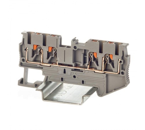 Клемма проходная, зажим push-in, 4 точки подключения, 2.5 кв.мм, серая  VPR-2.5-QUATTRO-GY  DKC