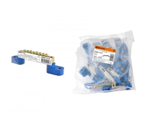 Шина "N" нулевая 6х9мм на двух угл. изоляторах 8 групп инд. стикер  SQ0801-0134  TDM