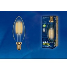 Лампа светодиодная LED-C35-5W/GOLDEN/E14 GLV21GO LED Vintage. "свеча", золотистая колба  UL-00002396  Uniel