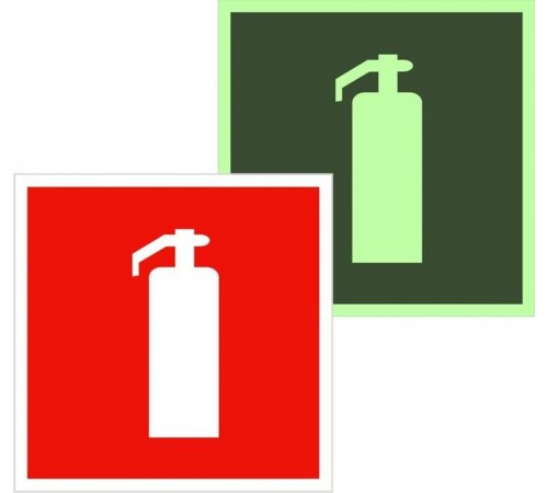 Знак F 04 "Огнетушитель" 200х200 мм, пластик с покрытием фотолюминесцентным ГОСТ Р 12.4.026-2001  pn-f-04-f  EKF