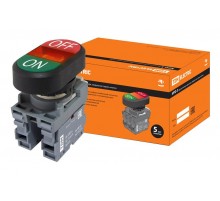 Кнопка двойная MPD3-11R (зеленая/красная) (LED) в сборе d22мм/24В (ON/OFF)  линза красная  SQ0747-0062  TDM