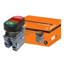 Кнопка двойная MPD3-11R (зеленая/красная) (LED) в сборе d22мм/24В (ON/OFF)  линза красная  SQ0747-0062  TDM