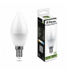 Лампа светодиодная LB-570 (9W) 230V E14 4000K свеча  25799  FERON