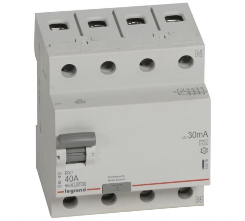 Выключатель дифференциальный (УЗО) RX3 4п 40А 30мА тип A  402075  Legrand