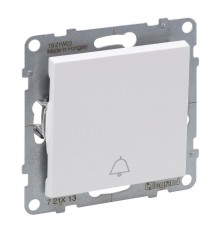 SUNO Выключатель без фиксации (кнопка) 6А 250В с символом "звонок".Безвинтовые зажимы. Цвет "Белый"  721113  Legrand