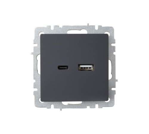 BRITE Розетка USB A+C 18Вт РЮ11-1-БрГ графит  BR-U22-018-K53  IEK