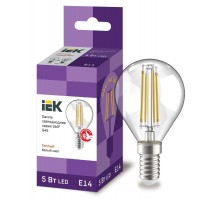 Лампа светодиодная G45 шар прозрачная 5Вт 230В 3000К E14 серия 360°  LLF-G45-5-230-30-E14-CL  IEK