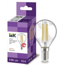 Лампа светодиодная G45 шар прозрачная 5Вт 230В 3000К E14 серия 360°  LLF-G45-5-230-30-E14-CL  IEK