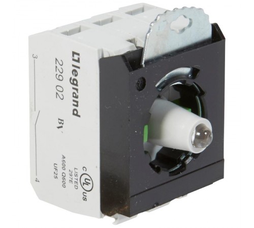 Osmoz Комплектующий блок для кнопок для комплектации с подсветкой под винт 230 В~ 2Н.О. белый 3 поста  023016  Legrand