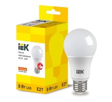 Лампа светодиодная  ALFA A60 груша 8Вт 230В 3000К E27  LLA-A60-8-230-30-E27  IEK