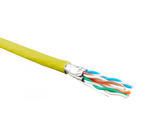UFTP4-C6-S23-IN-LSZH-YL-500 (500 м) Кабель витая пара, экранир. U/FTP, кат. 6, 4 пары(23 AWG),одножил. (solid), LSZH, нг(А)-HF 445095  Hyperline