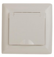 Розетка Intro Solo 4-203-02 с заземлением 2P+E Schuko с крышкой, 16А-250В, IP20, СУ, слоновая кость  Б0053658  Intro