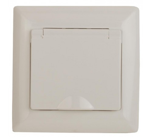 Розетка Intro Solo 4-203-02 с заземлением 2P+E Schuko с крышкой, 16А-250В, IP20, СУ, слоновая кость  Б0053658  Intro