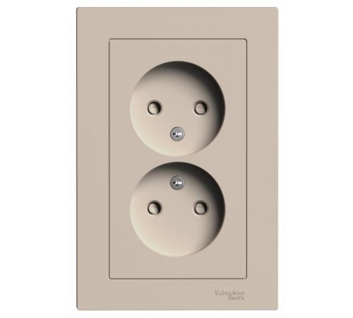 AtlasDesign Песочный Розетка 2-ая без заземления со шторками,16А, в сборе  ATN001222  SE