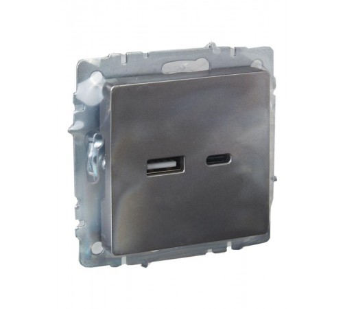 BRITE Розетка USB A+C 18Вт РЮ11-1-БрС сталь  BR-U22-018-K46  IEK