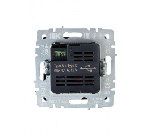 BRITE Розетка USB A+C 18Вт РЮ11-1-БрС сталь  BR-U22-018-K46  IEK