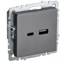 BRITE Розетка USB A+C 18Вт РЮ11-1-БрС сталь  BR-U22-018-K46  IEK