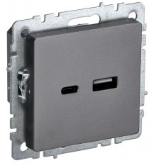 BRITE Розетка USB A+C 18Вт РЮ11-1-БрС сталь  BR-U22-018-K46  IEK