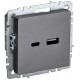 BRITE Розетка USB A+C 18Вт РЮ11-1-БрС сталь  BR-U22-018-K46  IEK