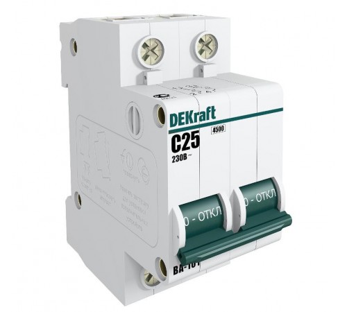 Выключатель автоматический двухполюсный ВА-101 63А B 4,5кА  11024DEK  DEKraft