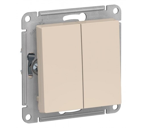AtlasDesign Бежевый Переключатель 2-клавишный сх.6, 10АХ, механизм  ATN000265  SE
