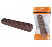 Колодка розеточная 6 гнезд 2П б/з 10А 250В "Эко" (бук)   SQ1806-0070  TDM