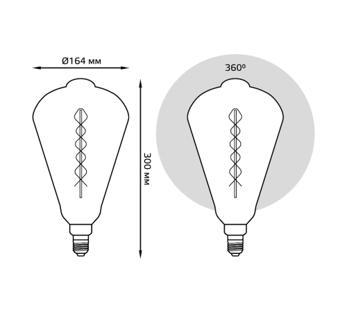 Лампа светодиодная LED Filament ST164 E27 8.5W Amber 660lm 2000K 1/6  157802105  Gauss