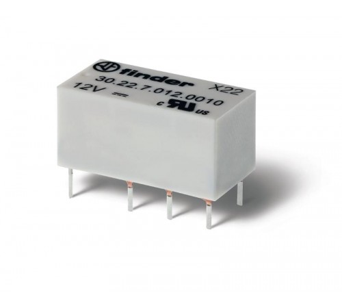 Субминиатюрное электромеханическое двухрядное реле; монтаж на печатную плату; 2CO 2A; контакты AgNi+Au  302290090010  Finder