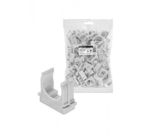 Крепеж-клипса для трубы 25 мм для прямого монтажа (100 шт.) серая  SQ0405-8003  TDM