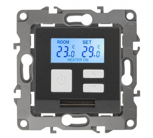 12-4111-12  Терморегулятор универс. 230В-Imax16А, IP20, Эра12, графит  Б0031277  ЭРА