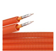 Электротруба ПНД гибкая гофрированная д. 20 мм, цвет оранжевый, с коаксиальным кабелем SAT нг(А)-HF, 50 м  7VE92050  DKC