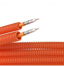 Электротруба ПНД гибкая гофрированная д. 20 мм, цвет оранжевый, с коаксиальным кабелем SAT нг(А)-HF, 100 м  7VE920100  DKC